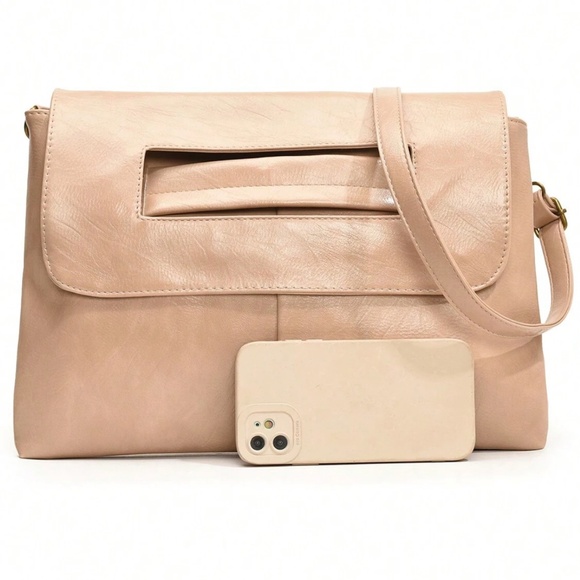 Luxe Vegan Leather Clutch Shoulder Crossbody Bag - Picture 9 of 10